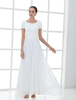 Robe de mères des mariés en joli blanc de manches courtes en mousseline de soie pliée