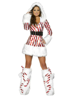 Robe de Noël Femme Rouge Fibre de Polyester Ceinture Polyester Rayures Costumes de Noël