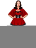 Robe de Noël femme rouge noir velours chapeau ceinture polyester bicolore vacances de Noël Costumes Derss