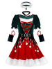 Robe de Noël pour femme Chapeau en velours vert Motif de Noël Costumes de vacances Robe