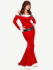 Robe de Noël rouge en velours pour femme costumes de vacances de Noël