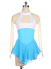 Robe de patinage bleu ciel clair velours coréen costumes de danse de bloc de couleur