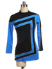 Robe De Patinage Bleu Coréen Velours Stripes Costumes De Danse