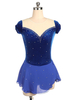 Robe de patinage bleu royal perler les costumes de danse de velours à volants Déguisements Halloween