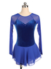 Robe De Patinage Bleue Velours Coréen Manches Longues Costumes De Danse