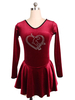 Robe De Patinage Bordeaux Velours Coréen Manches Longues Costumes De Danse