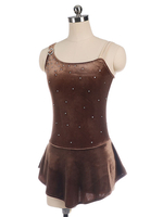 Robe De Patinage Café Marron Costumes De Danse En Velours Coréen