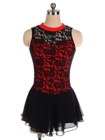 Robe de patinage Costumes de danse en dentelle polyester noire