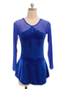 Robe De Patinage Manches Longues Costumes De Danse En Velours Coréen Bleu