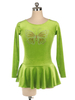 Robe De Patinage Manches Longues Herbe Vert Costumes De Danse De Velours Coréen