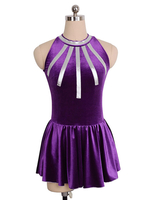 Robe De Patinage Pourpre Velours Coréen Costumes De Danse Bicolore