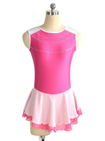 Robe de patinage Rose Polyester Color Block Dance Costumes
