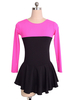 Robe De Patinage Rose Polyester Manches Longues Costumes De Danse Bicolore