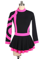 Robe De Patinage Rose Velours Coréen Rayures Costumes De Danse