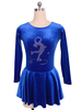 Robe De Patinage Royal Blue Velvet Perles Plissée Costumes De Danse Déguisements Halloween