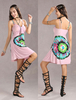 Robe de Patineuse Courte Eté Femme Imprimés avec Bretelles à Col V sans Manches Bas Evasée Multicolores Robe Courte