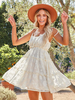 Robe de Patineuse Courte Femme avec Bretelles à Lacets Coupe Cintrée Bas Evasée Unicolore