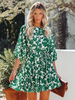 Robe de Patineuse Courte Femme avec Manches Courtes Amples à Col Rond Coupe Cintrée Bicolores