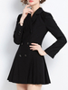 Robe de Patineuse en Velours Femme à Col Revers avec Manches Longues Coupe Cintrée avec Boutons Bas Evasée Unicolore