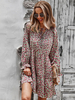 Robe de Patineuse Imprimé Fleurie Femme en Mousseline avec Manches Longues Amples à Col Rond à Lacets Coupe Cintrée Robe Femme