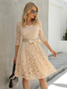 Robe de Patineuse Mi-longue en Dentelle Unicolore Coupe Cintrée