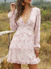Robe de plage à manches longues et imprimé floral à volants
