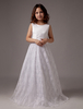 Robe de première communion blanche en satin col arrondi
