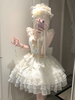 Robe de princesse sans manches en dentelle Sweet Lolita à volants et broderies de nœuds