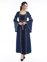 Robe de princesse victorienne rétro à manches longues robes de la Renaissance médiévale Déguisements Halloween