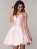 Robe de retour rouge 2022 Courte A-Line V-Neck Satin Tissu serré Homecoming Tenues