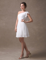 Robe de érémonie en chiffon ivoire avec volant vertical à une épaule Milanoo