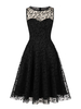 Robe de Rétro 1950s Courte Femme à Col Rond Coupe Cintrée Bas Evasée Unicolore