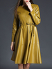Robe de soirée à manches longues col rond robe en cuir Synthétique