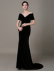 Robe de soirée noir sirène en velours encolure en coeur avec traîne Milanoo