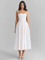 Robe de soirée à épaules dénudées dos nu ligne A robe mi-longue élégante