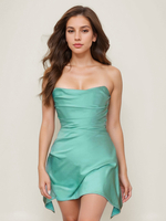 Robe de soirée à épaules dénudées dos nu plissée mini robes de soirée de remise de diplôme