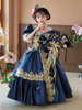 Robe de soirée à volants rétro grise pour costume victorien rococo