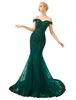 Robe De Soirée 2021 Perles De Sirène À La Main De Luxe À Manches Longues Épaule Formelle Robes De Soirée Formelles Avec Train