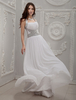 Robe de soirée A-ligne blanche en chiffon à licou traîne courte