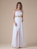 Robe de soirée A-ligne blanche en satin stretch et chiffon à une épaule