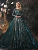Robe de soirée A-ligne col bijou avec train manches longues fermeture éclair dentelle dentelle robes de soirée formelles