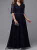 Robe de soirée A-ligne Col en V Dentelle Longueur cheville Dentelle Robes de soirée formelles