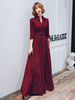 Robe de soirée A-ligne col haut paillettes longueur au sol Sash Robes de dîner formelles