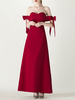 Robe de soirée A-ligne décolleté en coeur Mat Satin Longueur ras du sol Noeuds formels Robes de soirée