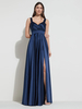 Robe de soirée A-ligne décolleté en cœur longueur au sol sans manches fermeture éclair ceinture élastique soie comme le satin robes de soirée sociale personnalisation gratuite