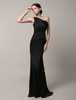 Robe de soirée A-ligne en polyester noir plissé à une épaule Milanoo