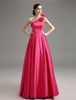 Robe de soirée A-ligne fuchsia avec ceinture à une épaule