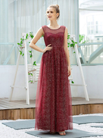 Robe de soirée A-ligne Jewel Neck Mousseline Longueur ras du sol Robes de soirée sociale