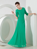 Robe de soirée A-ligne verte en chiffon longueur plancher