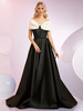 Robe de soirée A-Line Décolleté Balayage Manches courtes Fermeture éclair Nœuds Tissu satiné Robes de dîner formelles